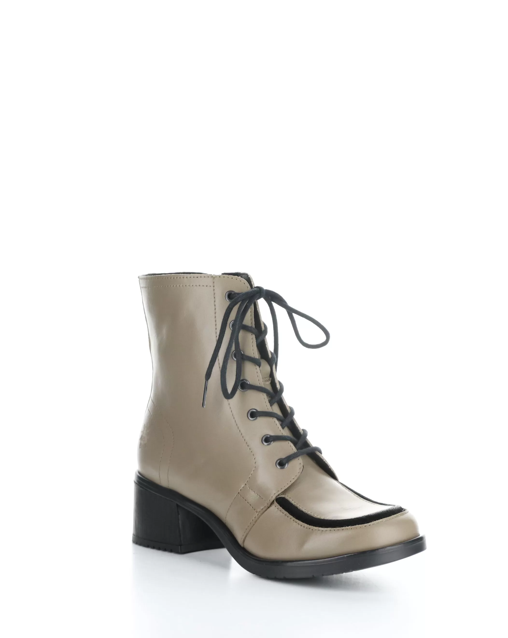 KASS017FLY 002 TAUPE/BLACK Round Toe Boots