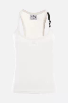 logo embroidered jersey tank top with buckle