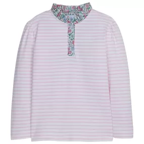 Long Sleeve Striped Hastings Polo - Canterbury Floral