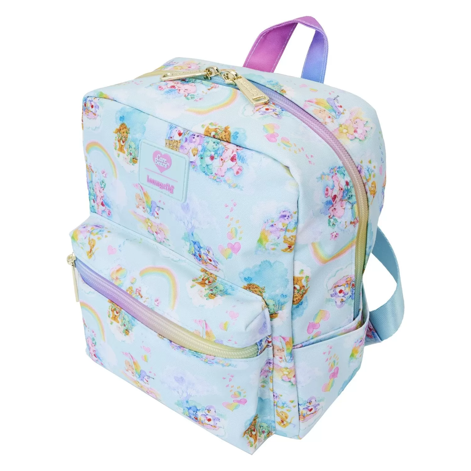 Loungefly Care Bears Cousins Allover Print Nylon Small Square Mini Backpack - Preorder