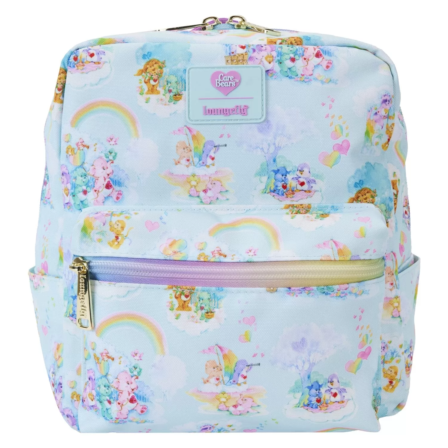 Loungefly Care Bears Cousins Allover Print Nylon Small Square Mini Backpack - Preorder