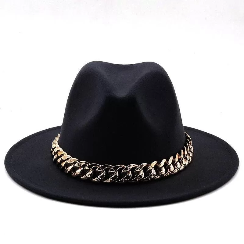 Luxury Fedora Hat With Chain