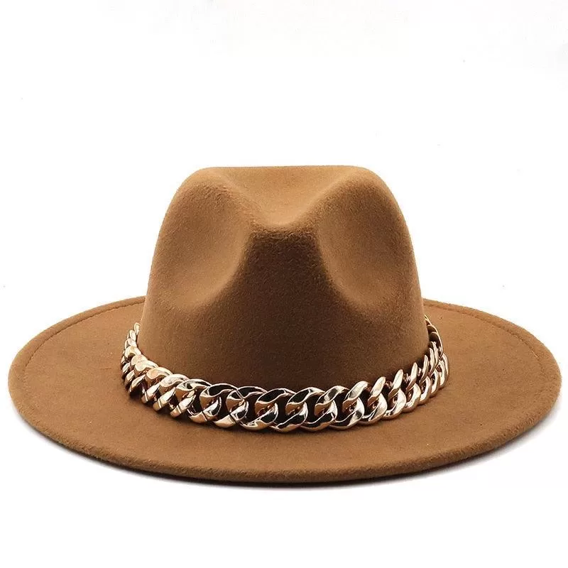 Luxury Fedora Hat With Chain