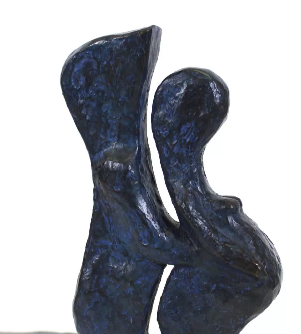 Marvin Bell Modern Abstract Bronze Sculpture Of Embracing Couple