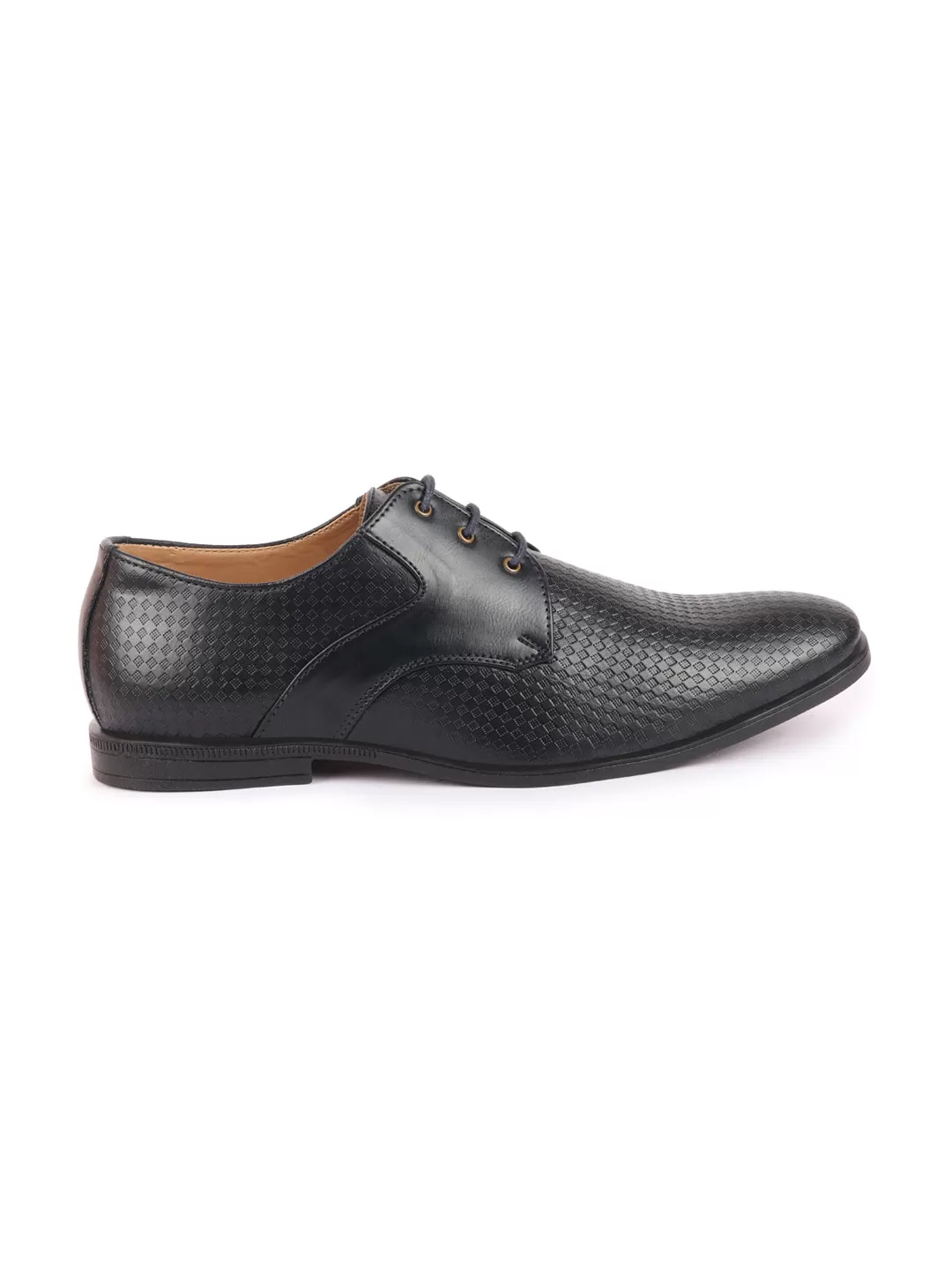 Men Navy Blue Pattern Design Formal/Office Lace Up Shoes