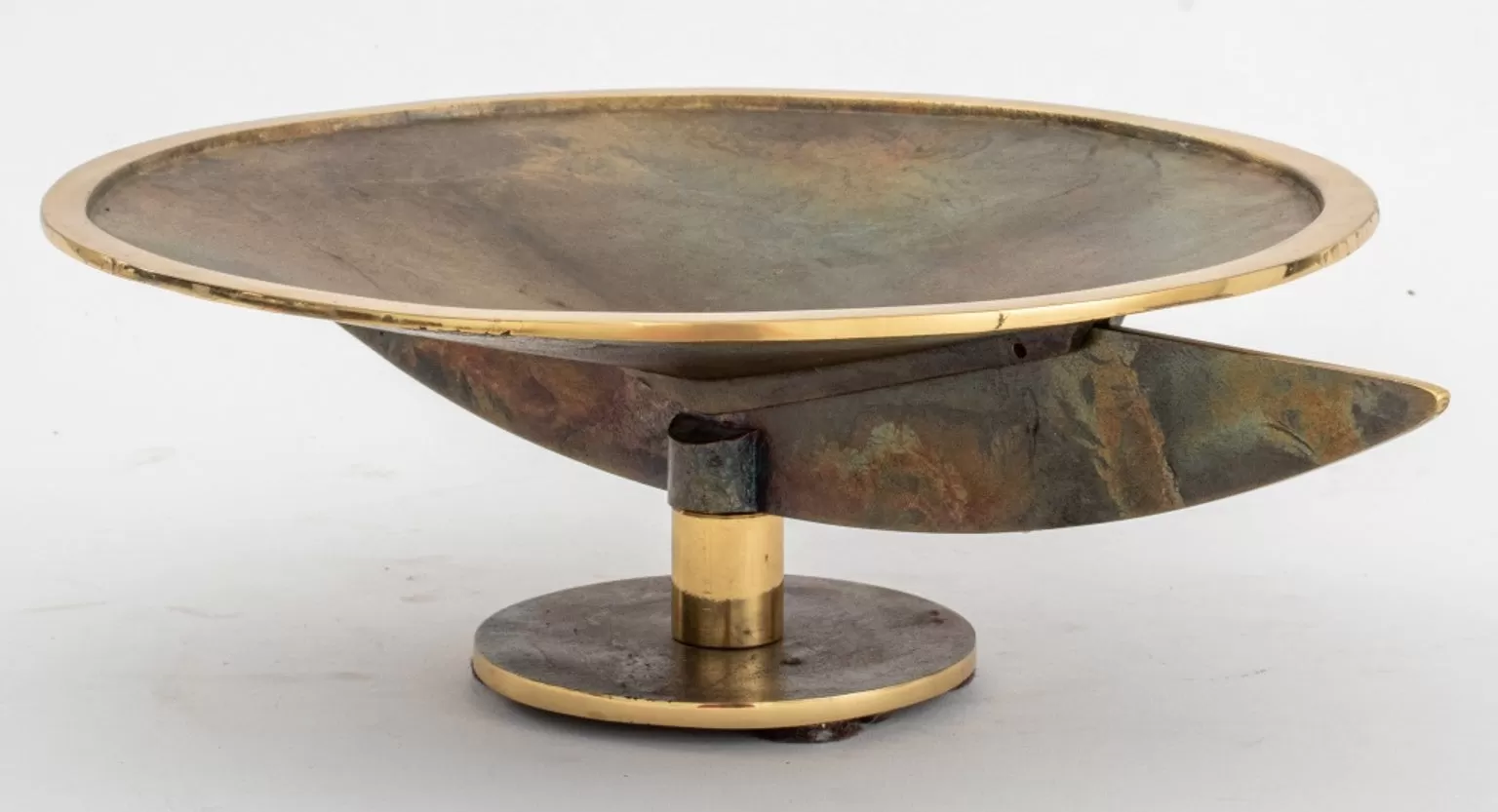 Modern Sculptural Art Gilt Metal Center Plate