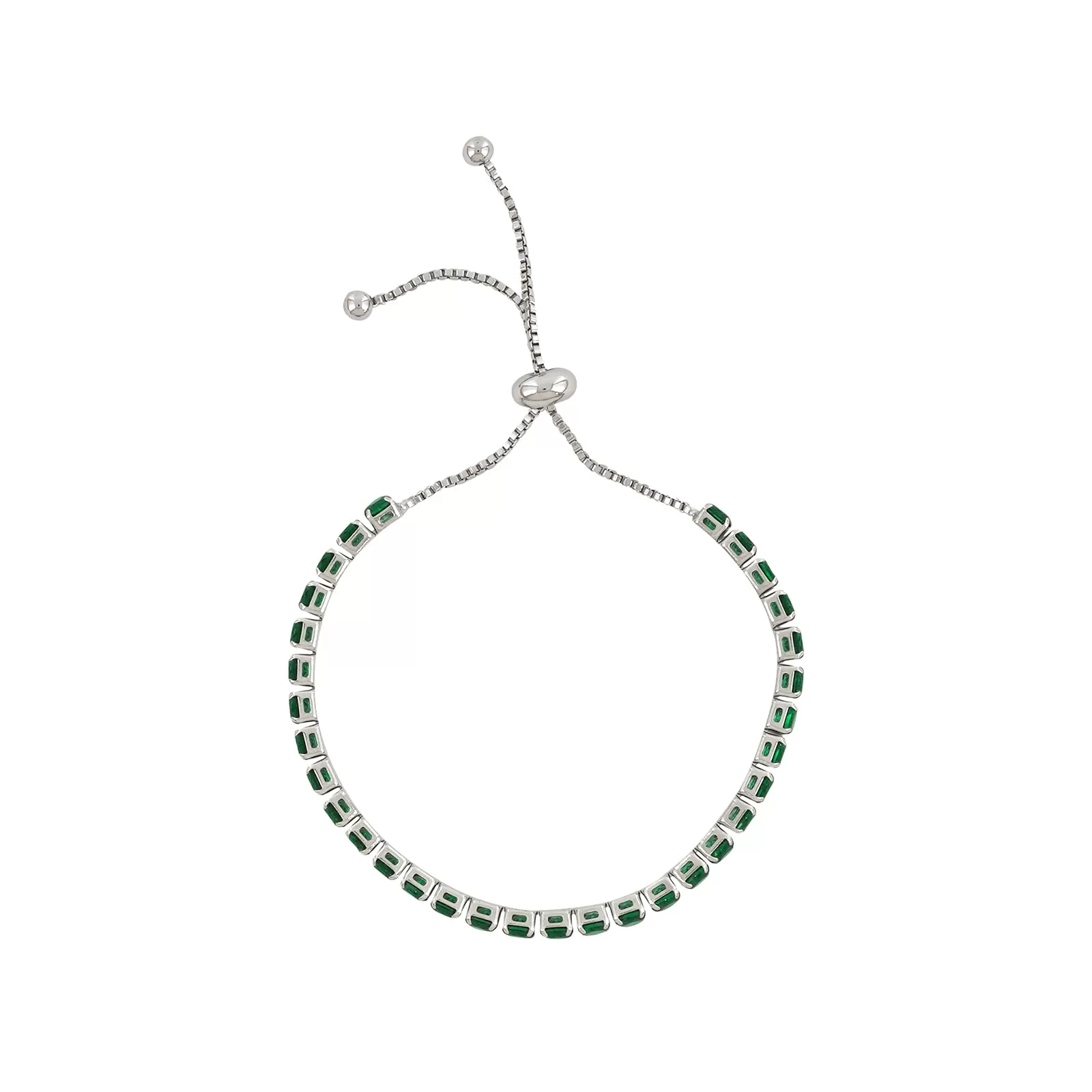 Nora Silver Tennis Green Bracelet