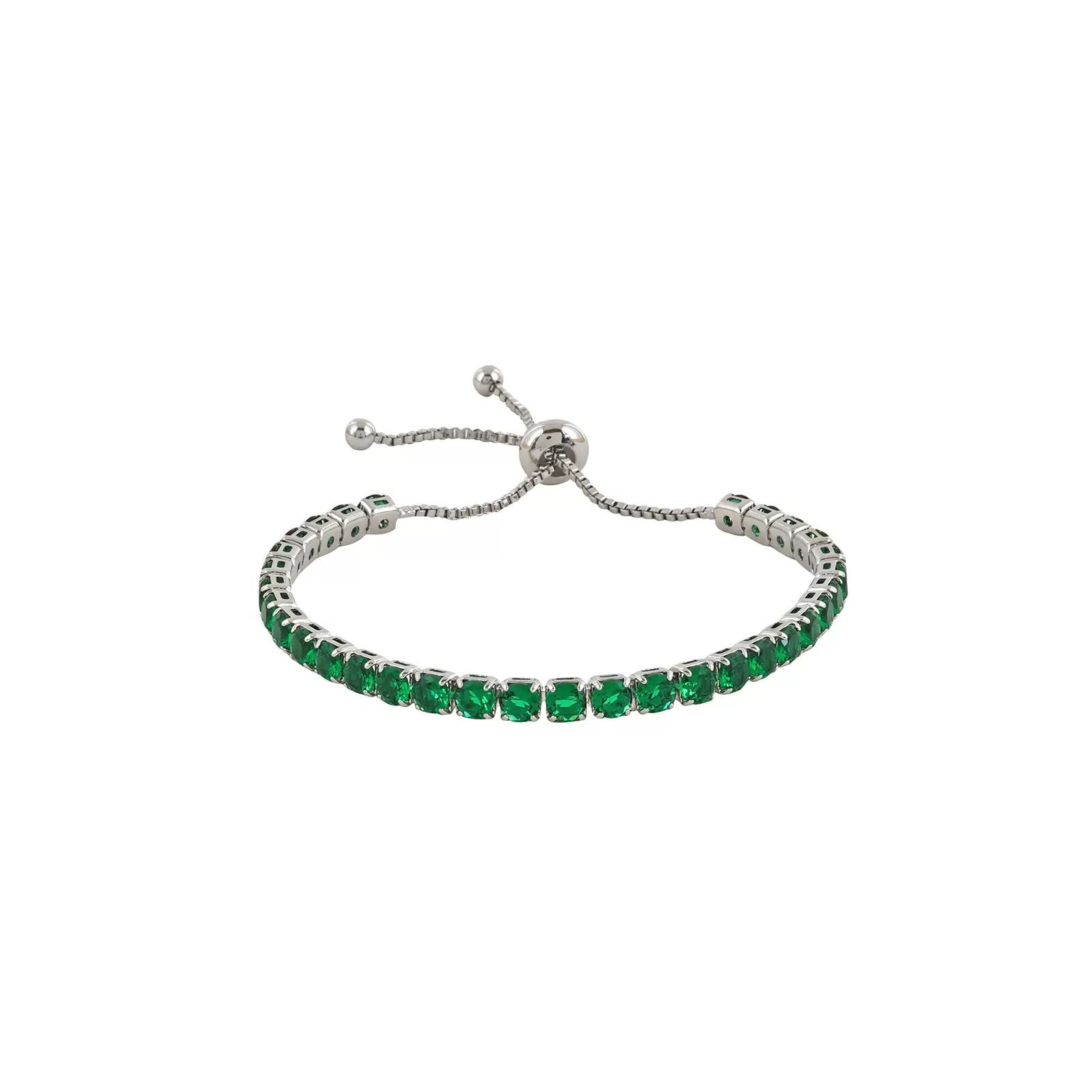 Nora Silver Tennis Green Bracelet