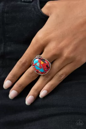 Paparazzi Aesthetically Authentic - Red Terrazzo Stone Ring