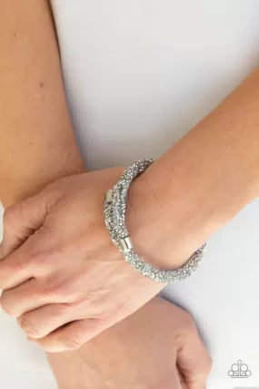 Paparazzi Bracelet ~ Roll Out The Glitz - Silver Coil Bracelet