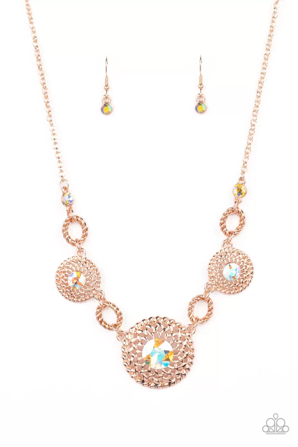 Paparazzi Cosmic Cosmos - Multi Rose Gold Petal Iridescent Necklace