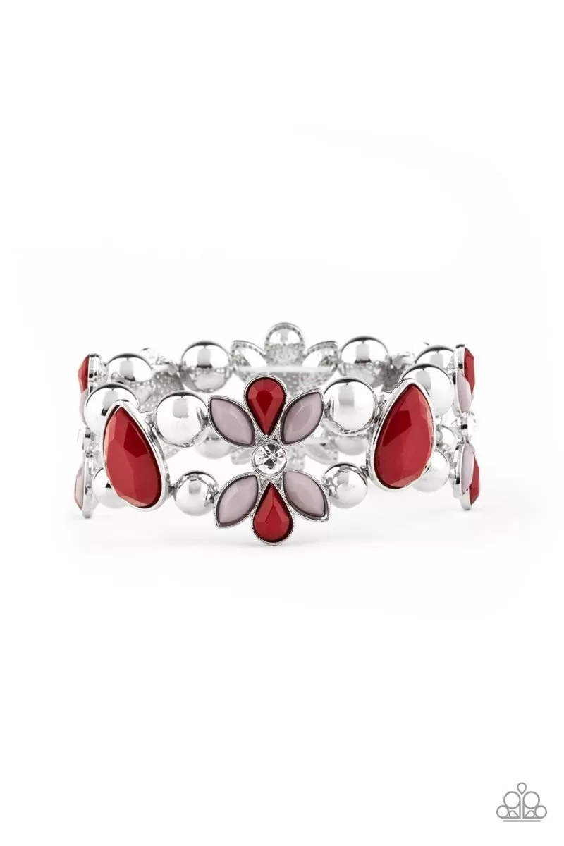 Paparazzi Fabulously Flourishing - Red Bracelet