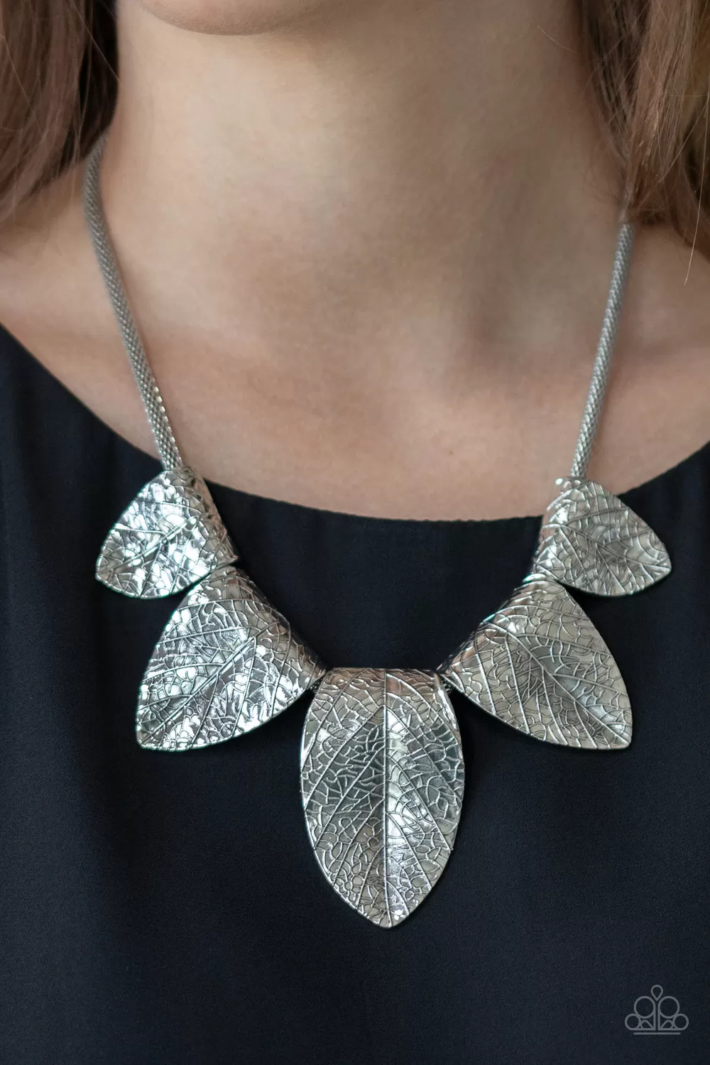 Paparazzi Garden Gatherer Silver Leaf Necklace