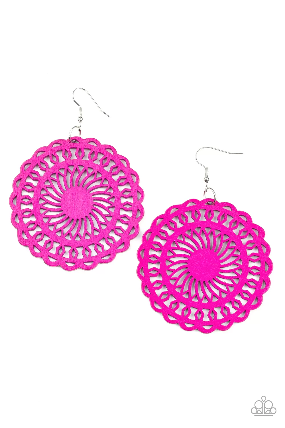 Paparazzi Island Sun Pink Wooden Earrings