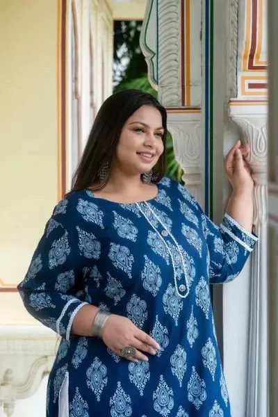 Plus size Indigo Cotton Readymade Kurti