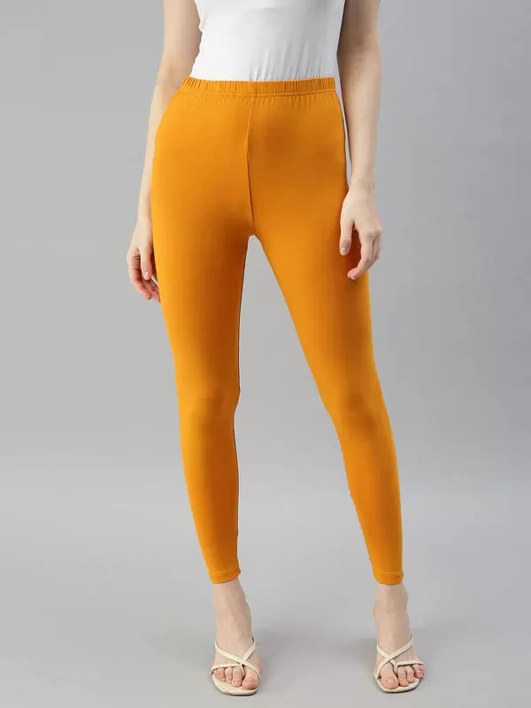 Premium Cotton Mustard Yellow Leggings For Women