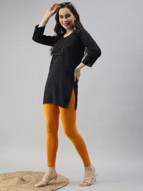 Premium Cotton Mustard Yellow Leggings For Women