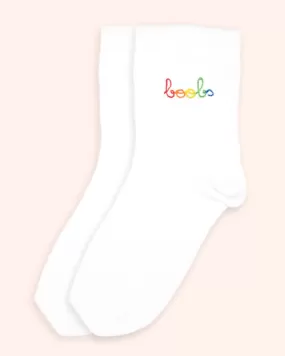 RAINBOOBS Embroidered Socks | White