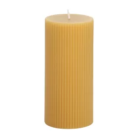 Ribbed Pillar Candle - Mustard