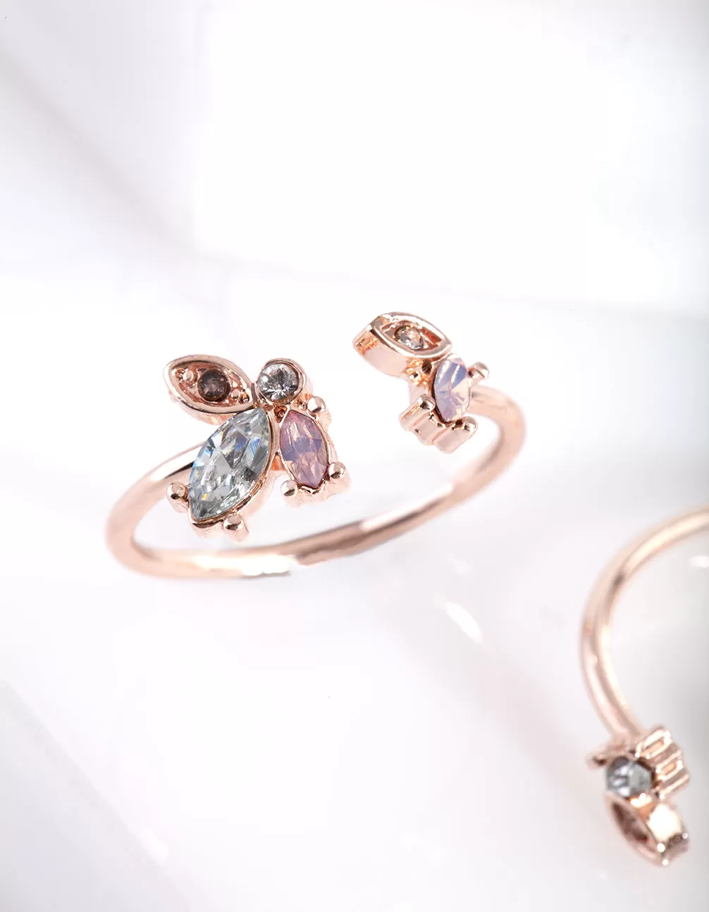 Rose Gold Floral Gem Ring Pack