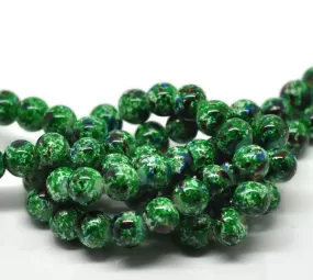 Round Glass Artistic Czech Loose Beads for Jewelry Making 10mm Green Beads 10pcs