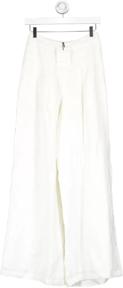 Second Summer Cream Anais Wide Leg Linen Trousers UK XS