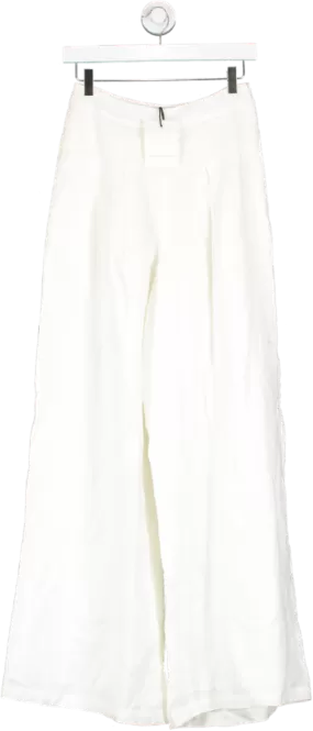 Second Summer Cream Anais Wide Leg Linen Trousers UK XS