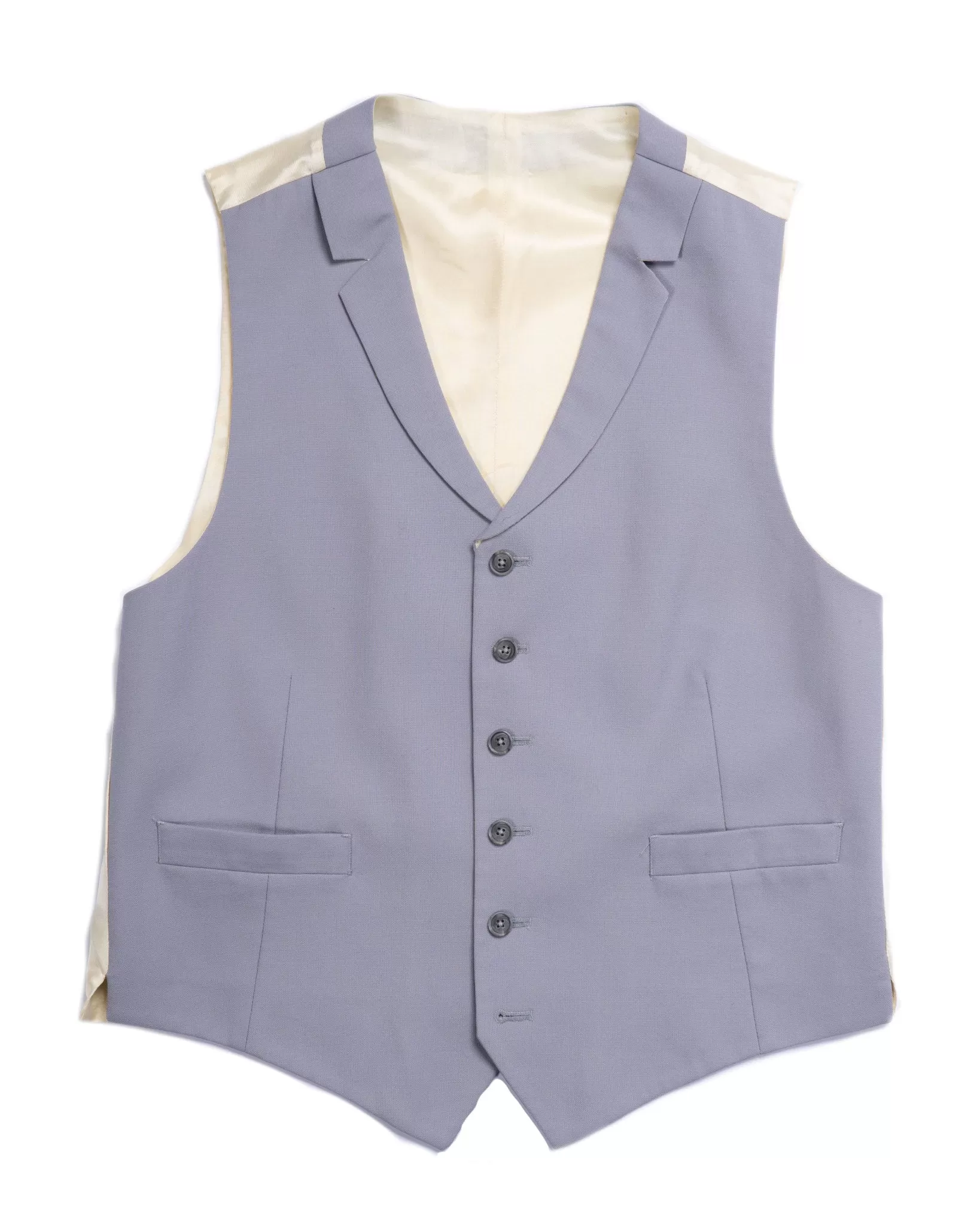 Single Breasted Wool Vest - Grey