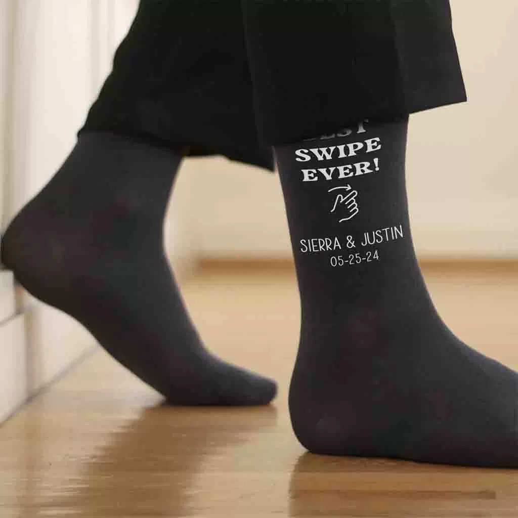 Swipe Right Personalized Socks for the Groom