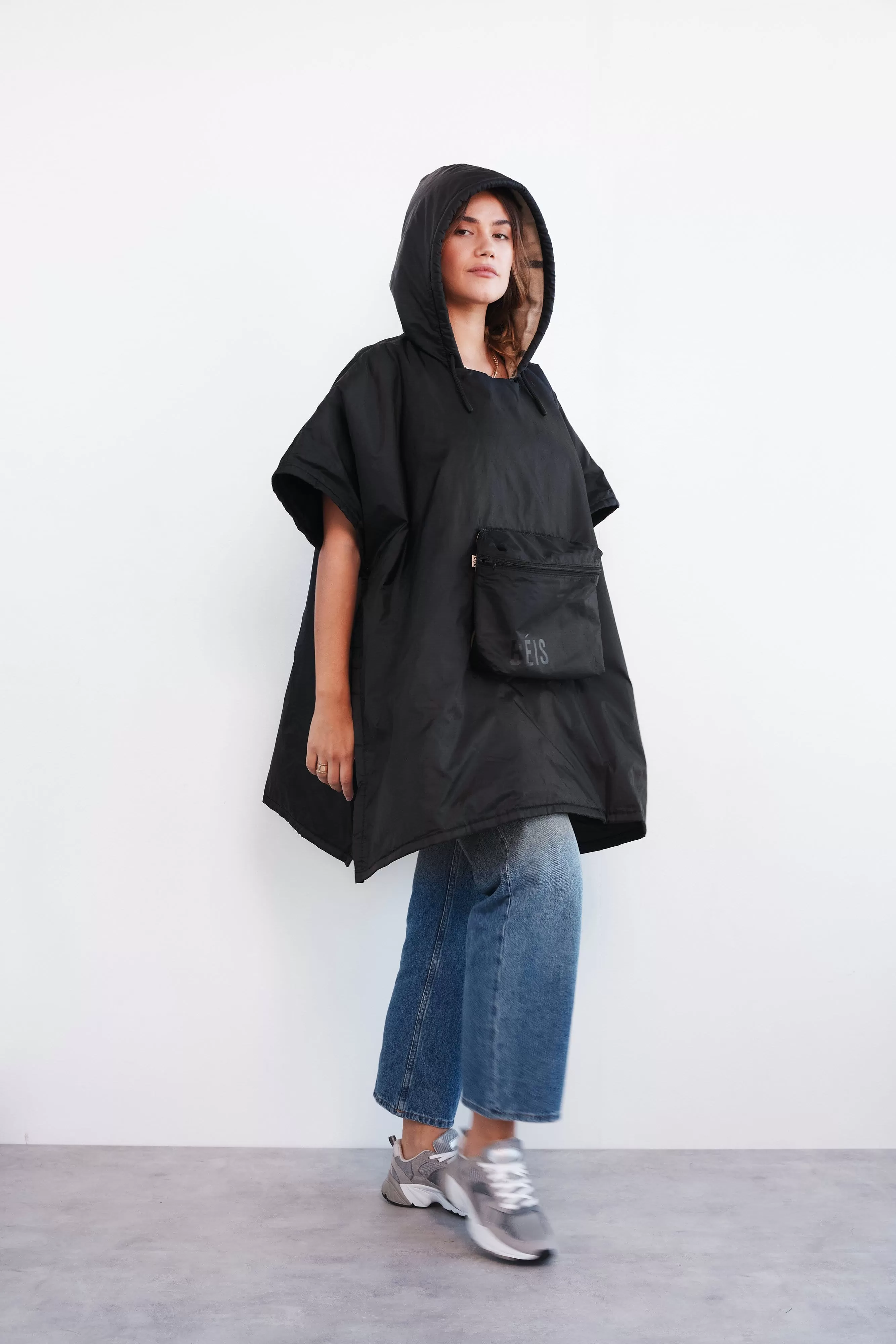 The Packable Poncho in Black