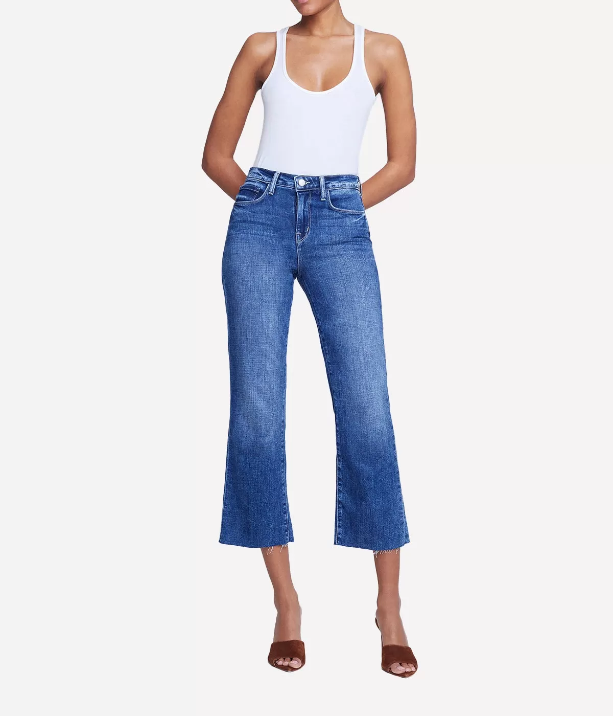 Wanda High Rise Cropped Wide Leg Jean in Wilcox