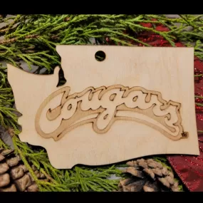 WSU Wood Cougars State Ornament